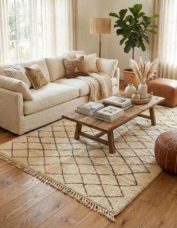 6' 7 x 10' 3 Hand Knotted Moroccan Wool Rug