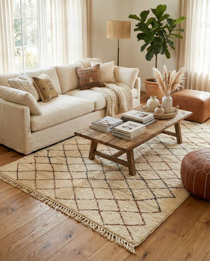 Detail image of 6' 7 x 10' 3 Hand Knotted Moroccan Wool Rug
