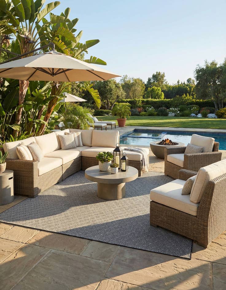 Detail image of  13' x 13'  Washable Lattice Indoor / Outdoor Square Rug