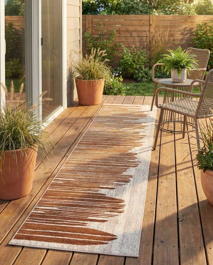 2' 7 x 12' Easy-Clean Modern Indoor / Outdoor Runner Rug