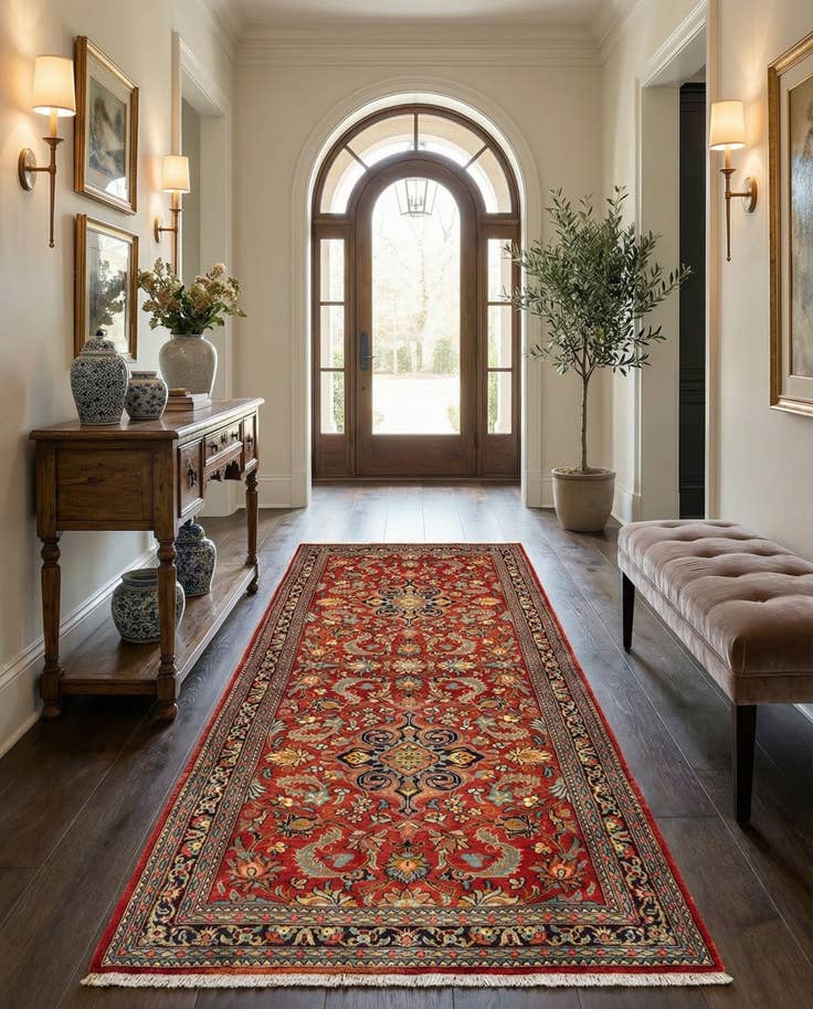 Detail image of 2' 7 x 6' 6 Hand Knotted Qom Persian Runner Rug