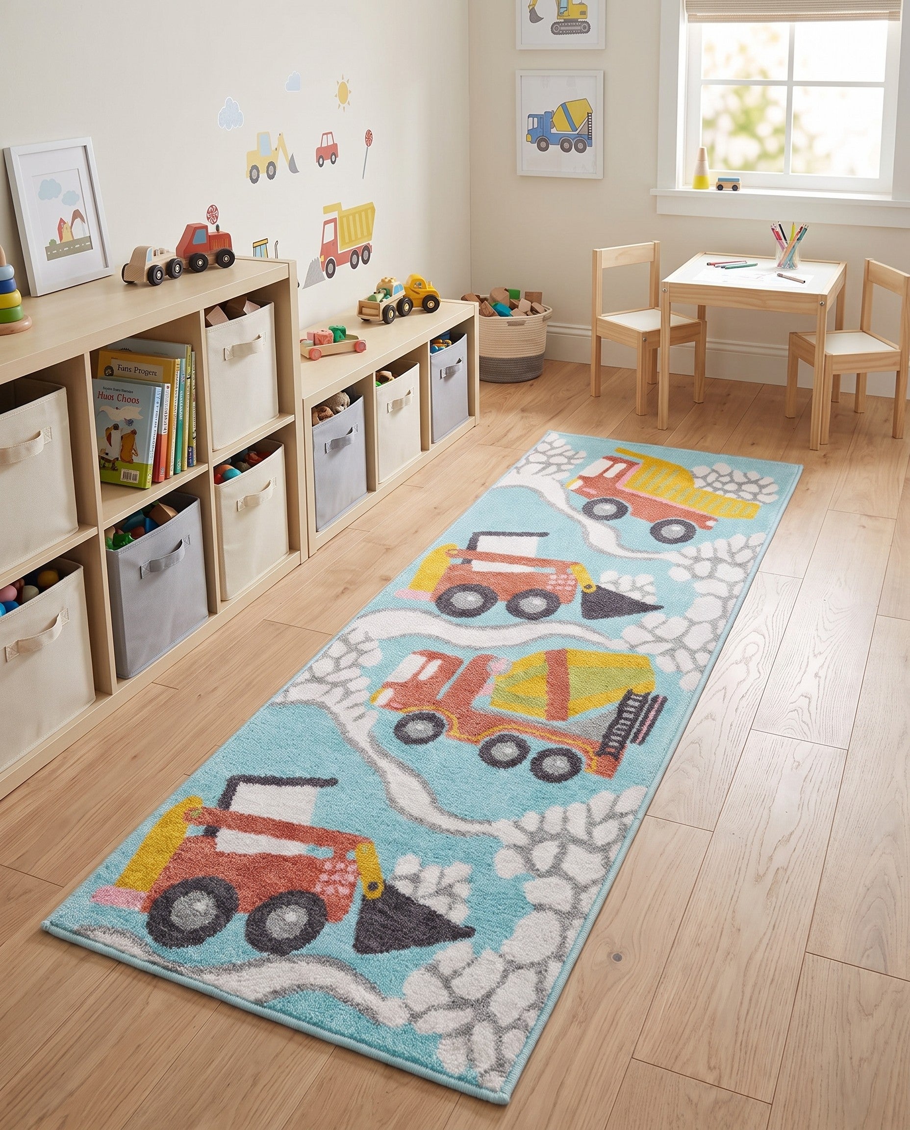 2' 2 x 6' Construction Whimsy Kids Runner Rug