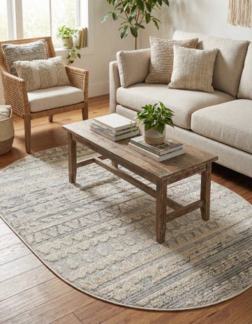 Sandy Beige Arlo Oval Rug