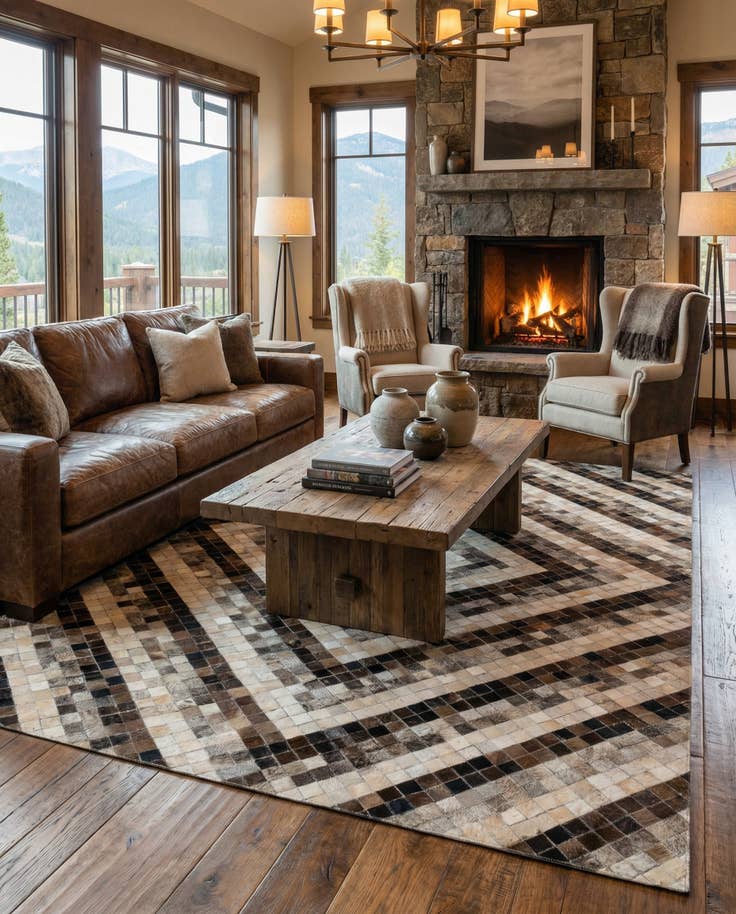 Detail image of 5' x 8' Cowhide - Patchwork Rug