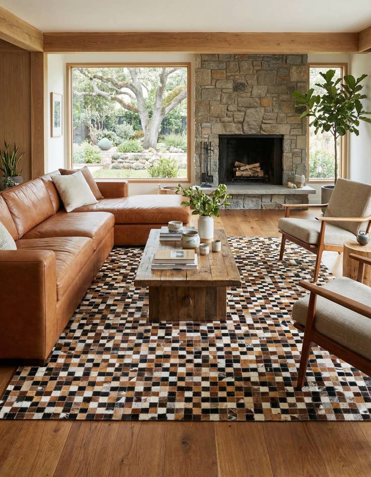 Detail image of 5' 5 x 7' 7 Cowhide Stocks Rug