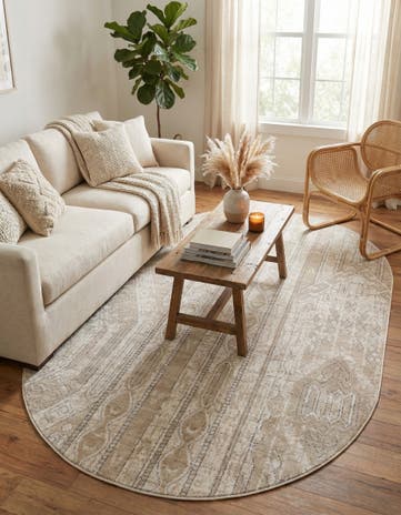 Ivory Oregon Oval Rug