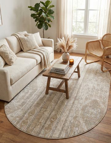 Ivory Oregon Oval Rug