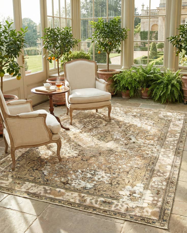 Detail image of 6' 6 x 9' 10 Hand Knotted Vintage Royal Persian Wool Rug