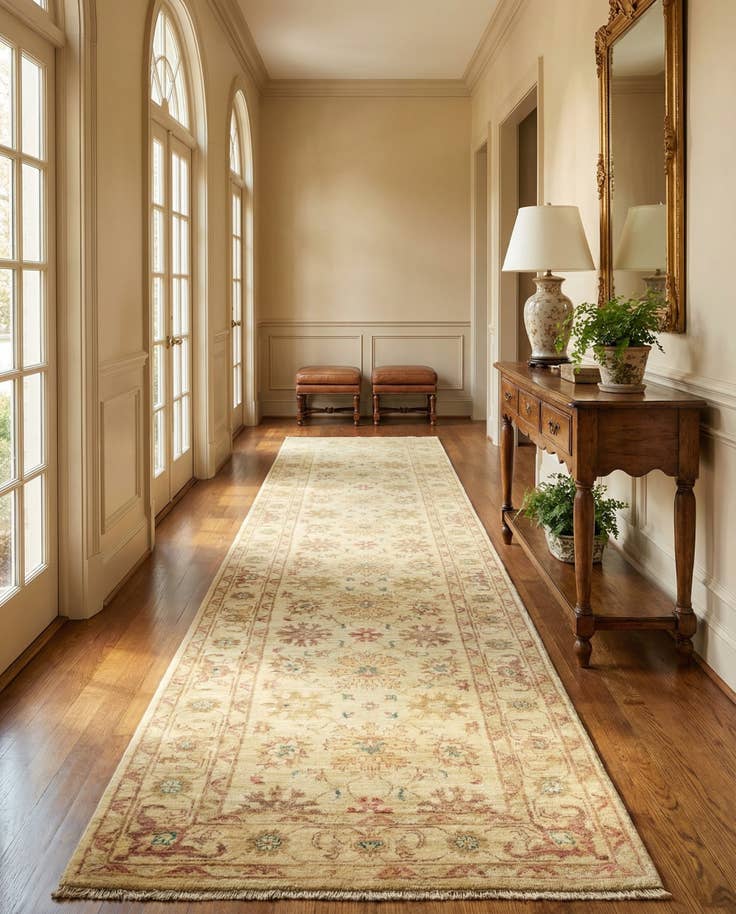 Detail image of 2' 6 x 9' 10 Hand Knotted Peshawar Ziegler Runner Rug