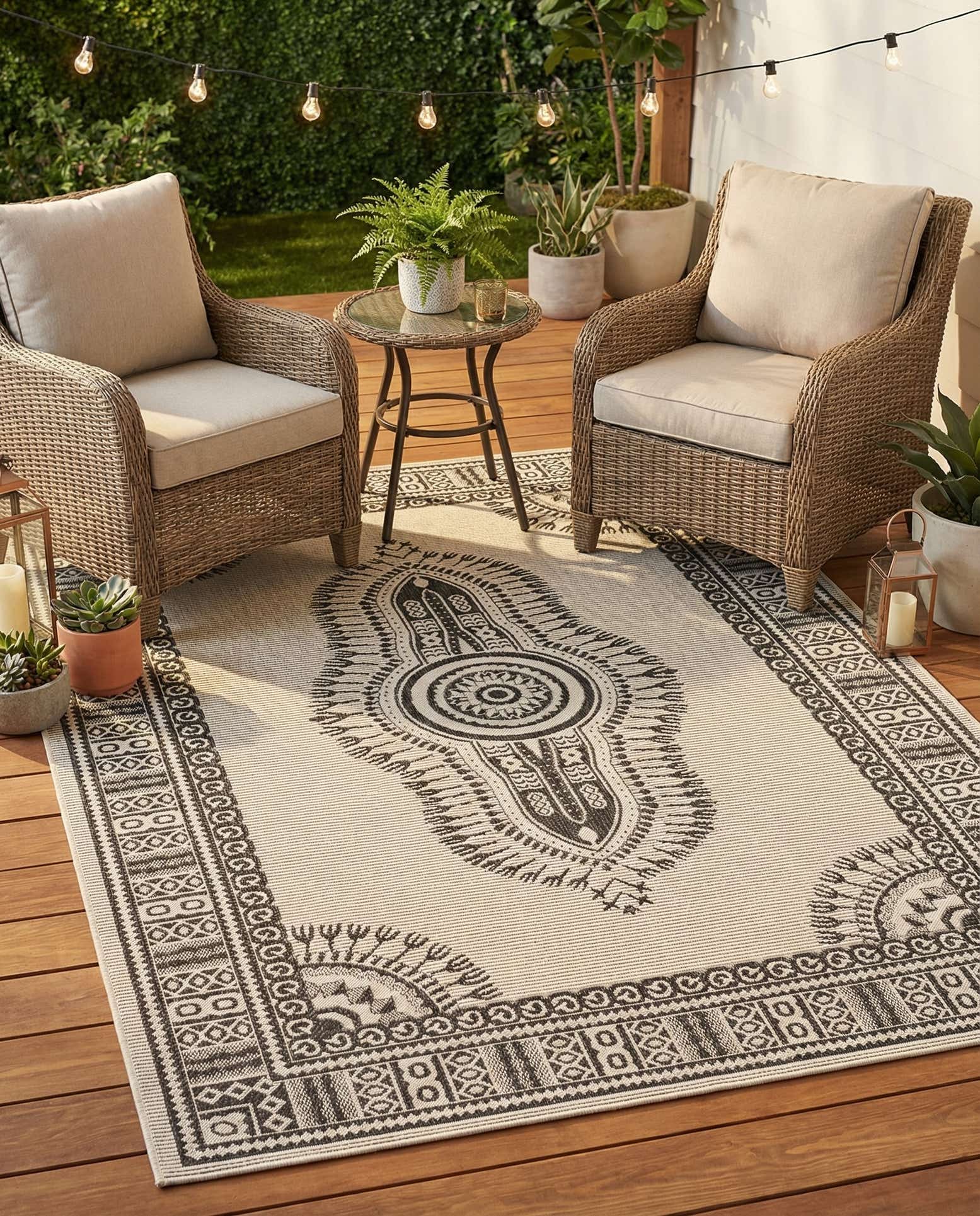 6' x 9' Easy-Clean Traditional Indoor / Outdoor Rug