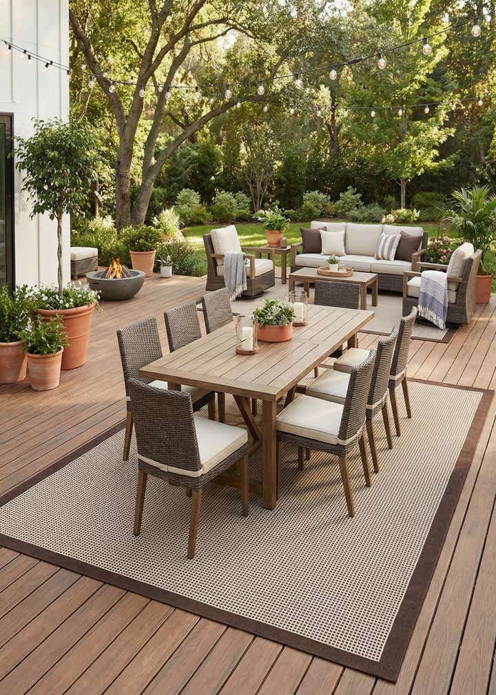 9' x 12' Easy-Clean Border Indoor / Outdoor Rug