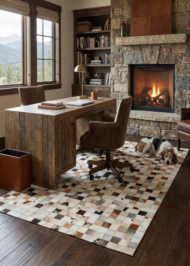 5' x 8' Cowhide Leather Rug