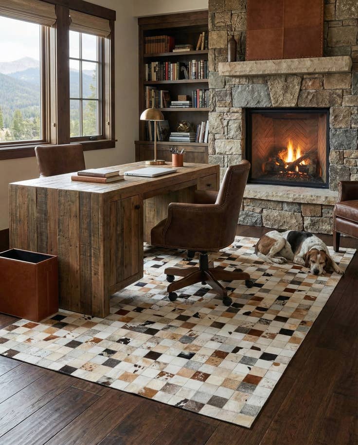 Detail image of 5' x 8' Cowhide Leather Rug