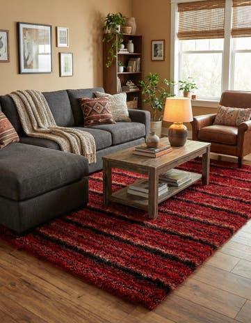 5' 6 x 7' 10 Hand Knotted Multi-Tone Shag Rug