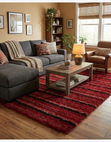 5' 6 x 7' 10 Hand Knotted Multi-Tone Shag Rug