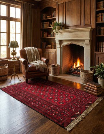 3' 4 x 6' 1 Hand Knotted Afghan Akhche Wool Rug