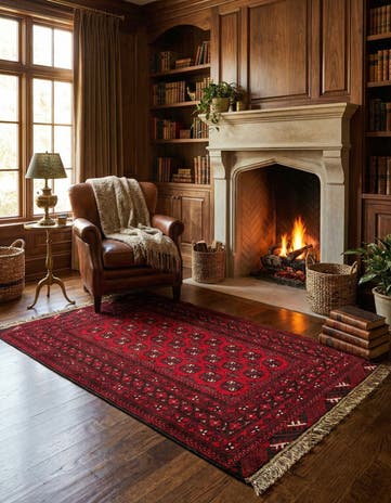 3' 4 x 6' 1 Hand Knotted Afghan Akhche Wool Rug