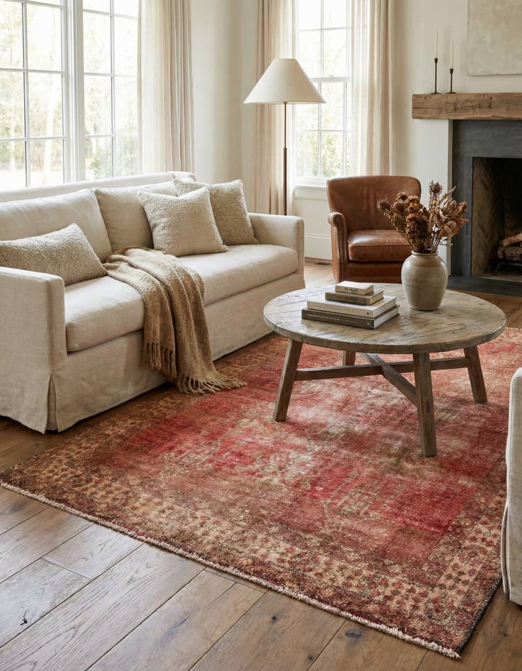 Detail image of 4' 4 x 7' 2  Hand Knotted Ultra Vintage Persian Wool Rug