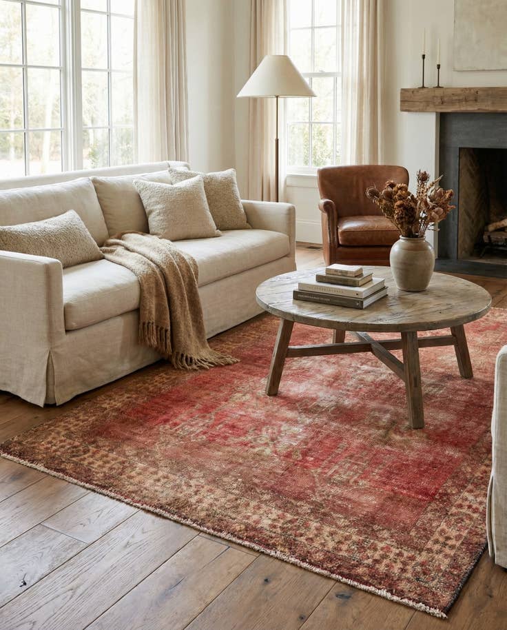 Detail image of 4' 4 x 7' 2 Hand Knotted Ultra Vintage Persian Wool Rug