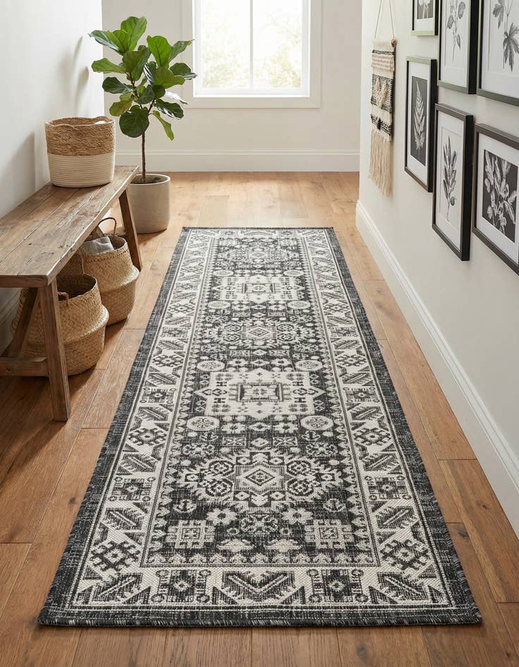 Detail image of 2' x 8'  Washable Aztec Indoor / Outdoor Runner Rug