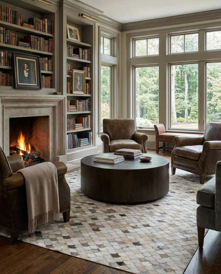 5' x 8' 2 Cowhide Leather Rug