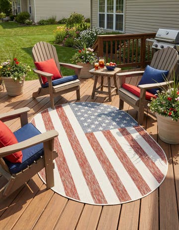 Red Easy-Clean Jill Zarin Indoor / Outdoor Oval Rug