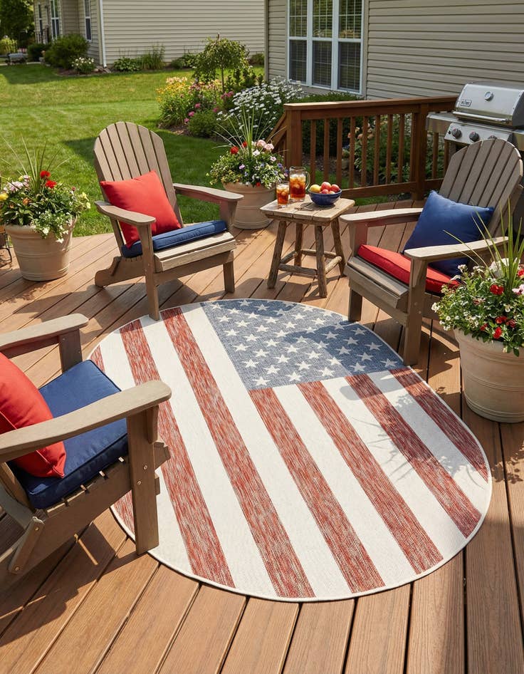 Detail image of 5' 3 x 8' Easy-Clean Jill Zarin Indoor / Outdoor Oval Rug