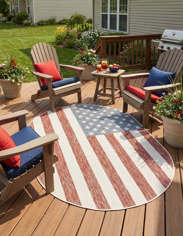 Red Easy-Clean Jill Zarin Indoor / Outdoor Oval Rug