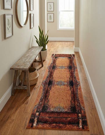 Orange Washable Casablanca Runner Rug
