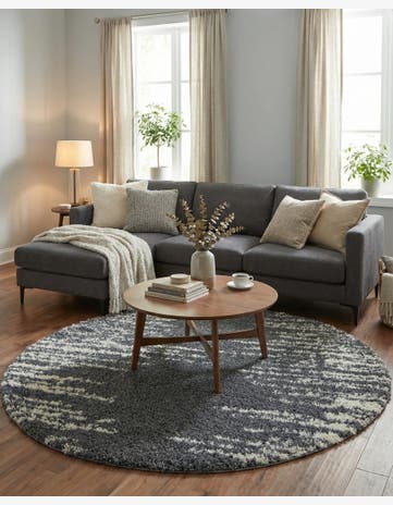 Gray Serenity Shag Round Rug