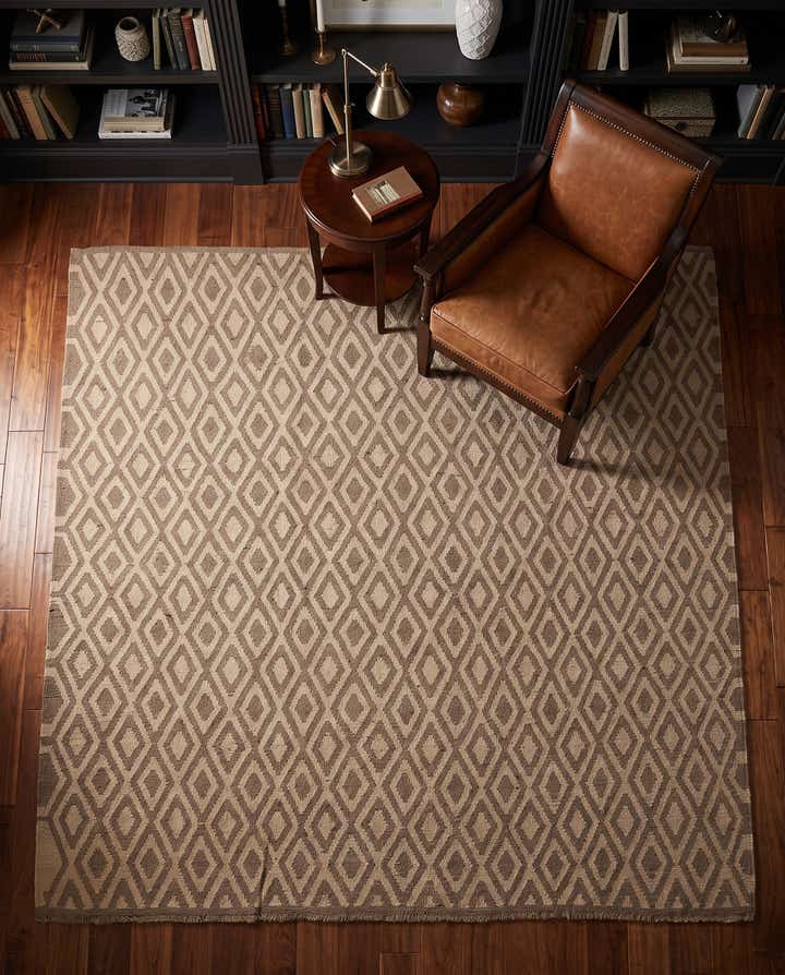 6' 8 x 7' Hand Woven Kilim Maymana Wool Square Rug