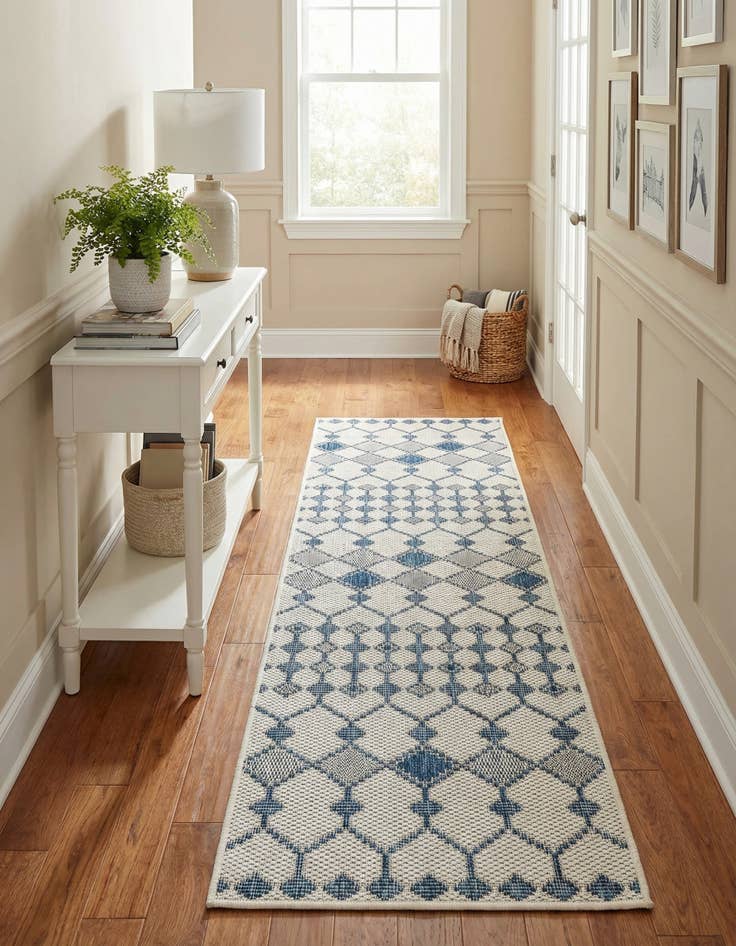 Detail image of 2' x 8'  Washable Trellis Indoor / Outdoor Runner Rug