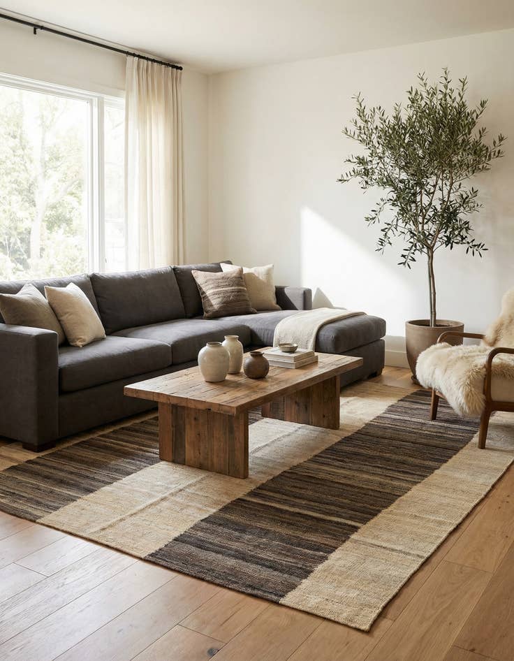 Detail image of 4' 10 x 6' 1  Hand Woven Kilim Modern Wool Rug