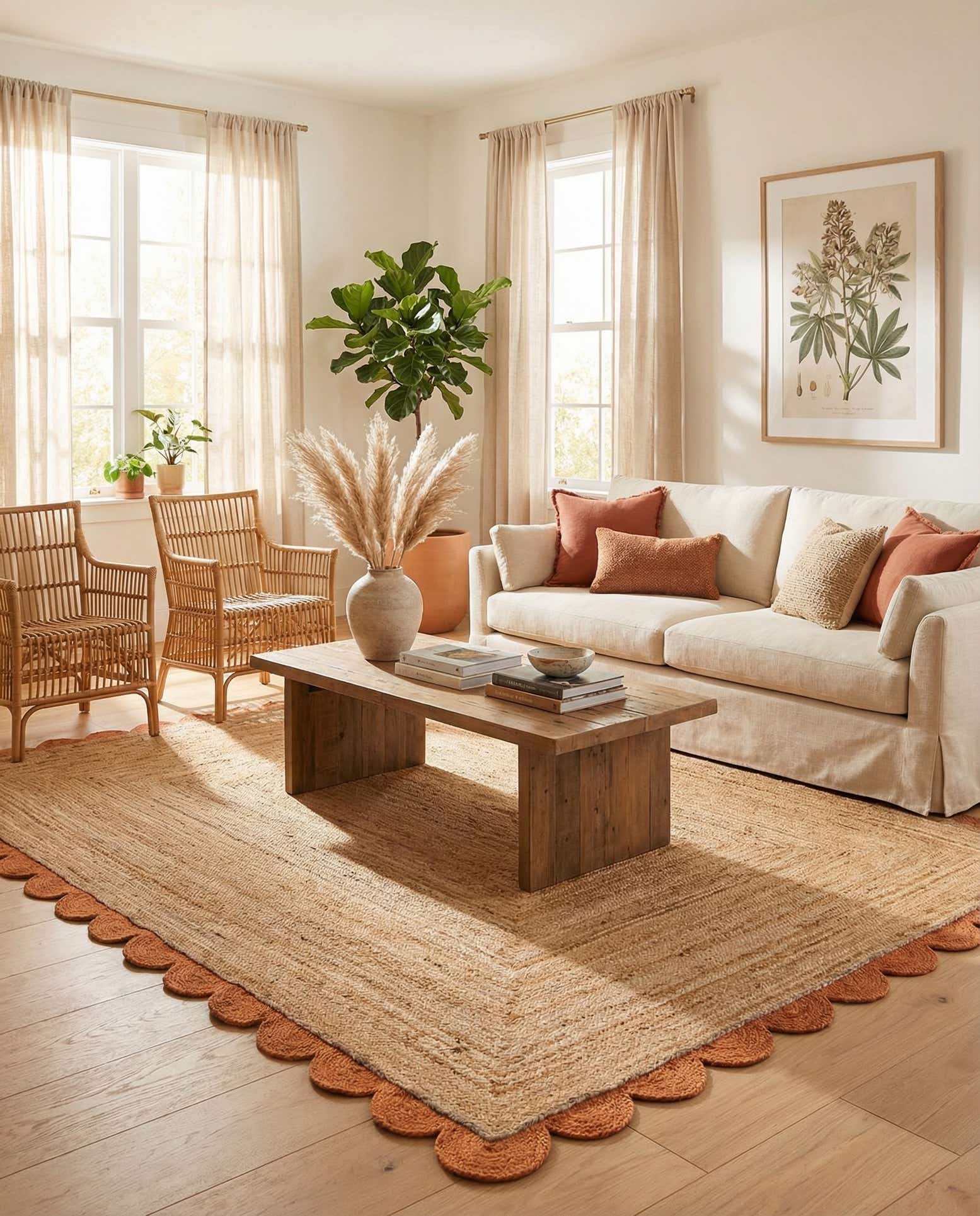 8' x 10' Handmade Scallop Braided Jute Rug