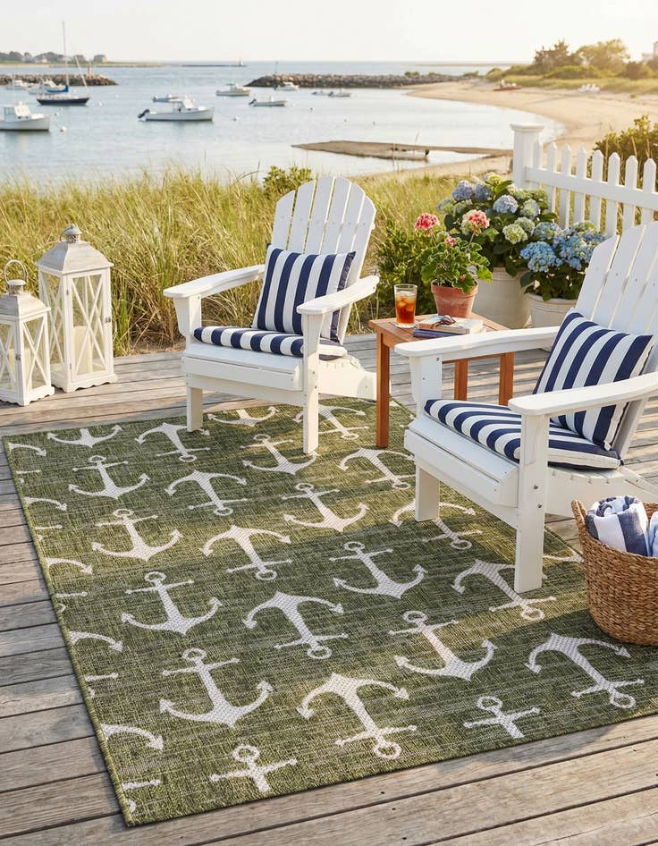 Detail image of 4' x 6'  Washable Coastal Indoor / Outdoor Rug