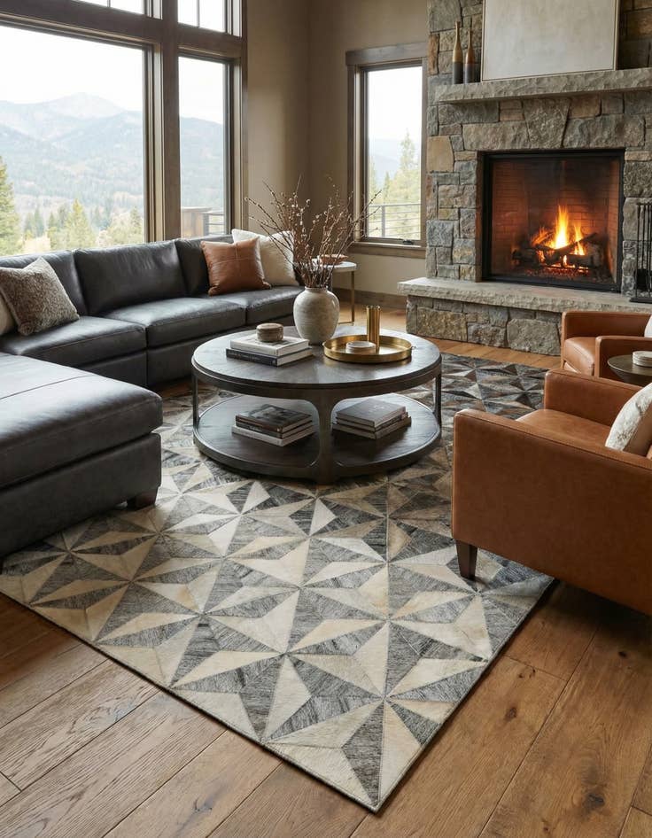 Detail image of 5' x 7' 9 Cowhide - Patchwork Rug