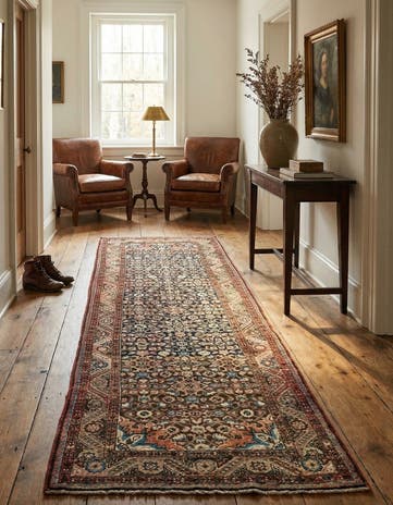 3' 8 x 10' 6 Hand Knotted Hossainabad Persian Wool Runner Rug