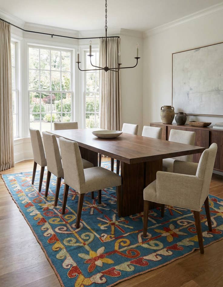 Detail image of 5' 6 x 7'  Hand Woven Kilim Suzani Wool Rug