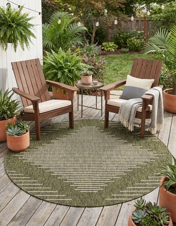 6' x 6' Easy-Clean Modern Indoor / Outdoor Round Rug