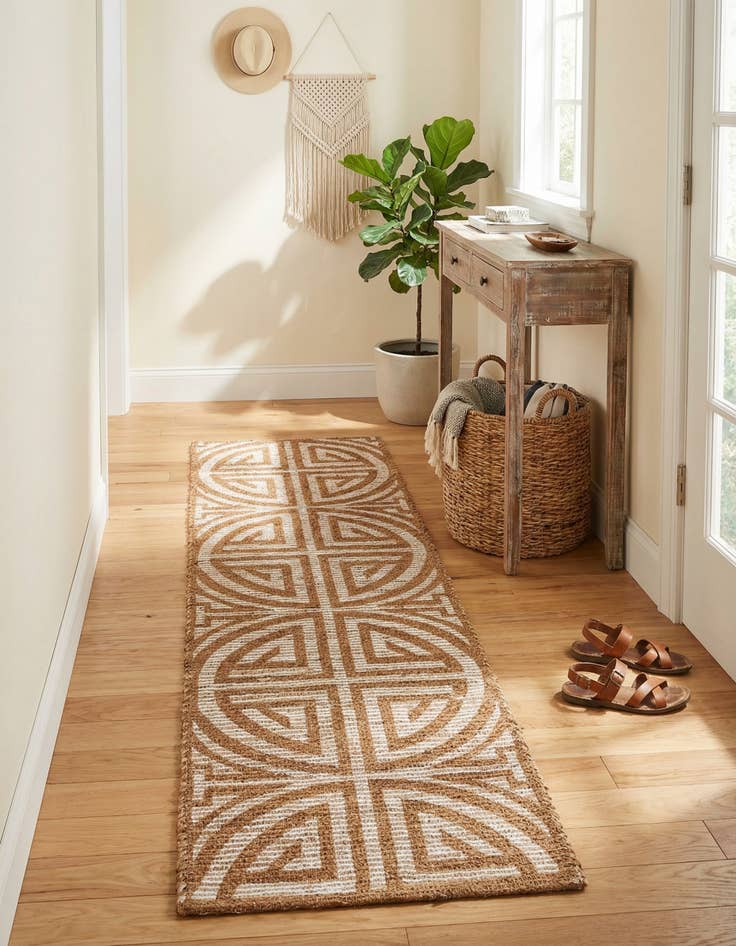 Detail image of 2' 2 x 6' 1  Hand Woven Chenille Jute Runner Rug