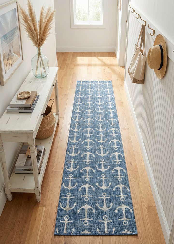 2' 7 x 12' Easy-Clean Coastal Indoor / Outdoor Runner Rug