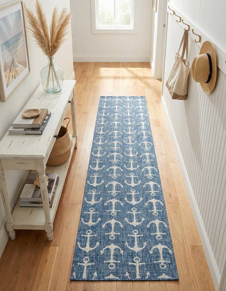Detail image of 2' 7 x 12'  Washable Coastal Indoor / Outdoor Runner Rug