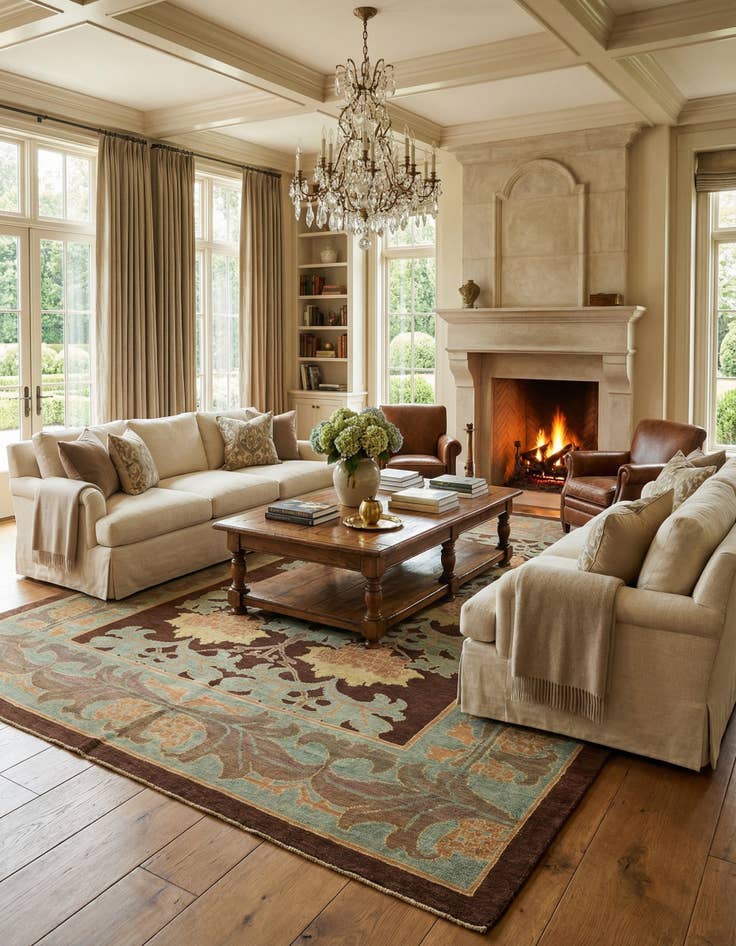 Detail image of 10' 9 x 15' 2  Hand Knotted Oushak Wool Rug