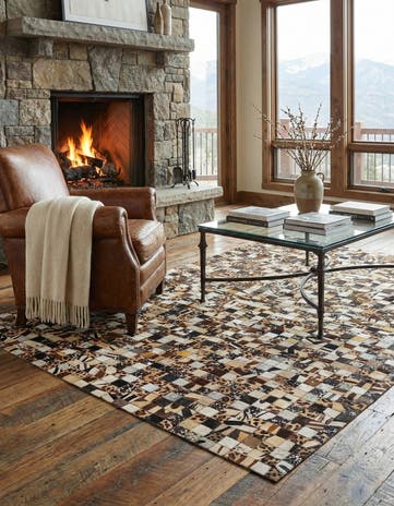 5' 1 x 8' 1 Cowhide Leather Rug