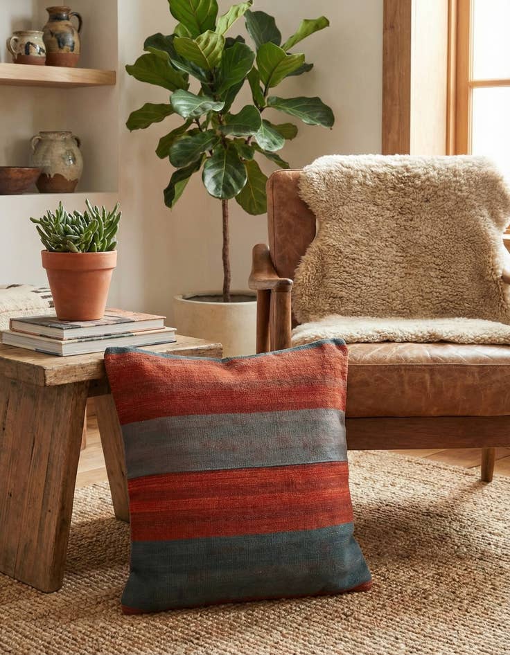 Detail image of  2' 5 x 2' 5  Hand Woven Pillow Wool Square Rug