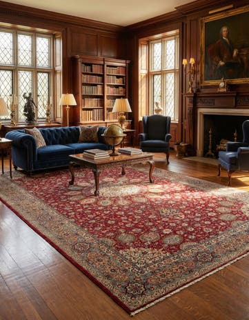 9' 1 x 15' 6 Hand Knotted Sarough Persian Wool Rug