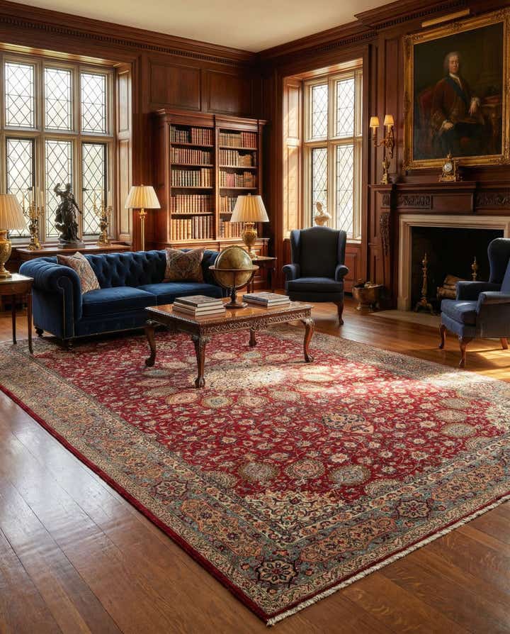 9' 1 x 15' 6 Hand Knotted Sarough Persian Wool Rug