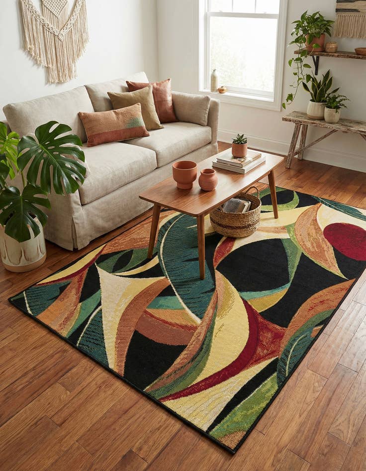 Detail image of 3' 3 x 5' 3 Easy-Clean Botanical Indoor / Outdoor Rug