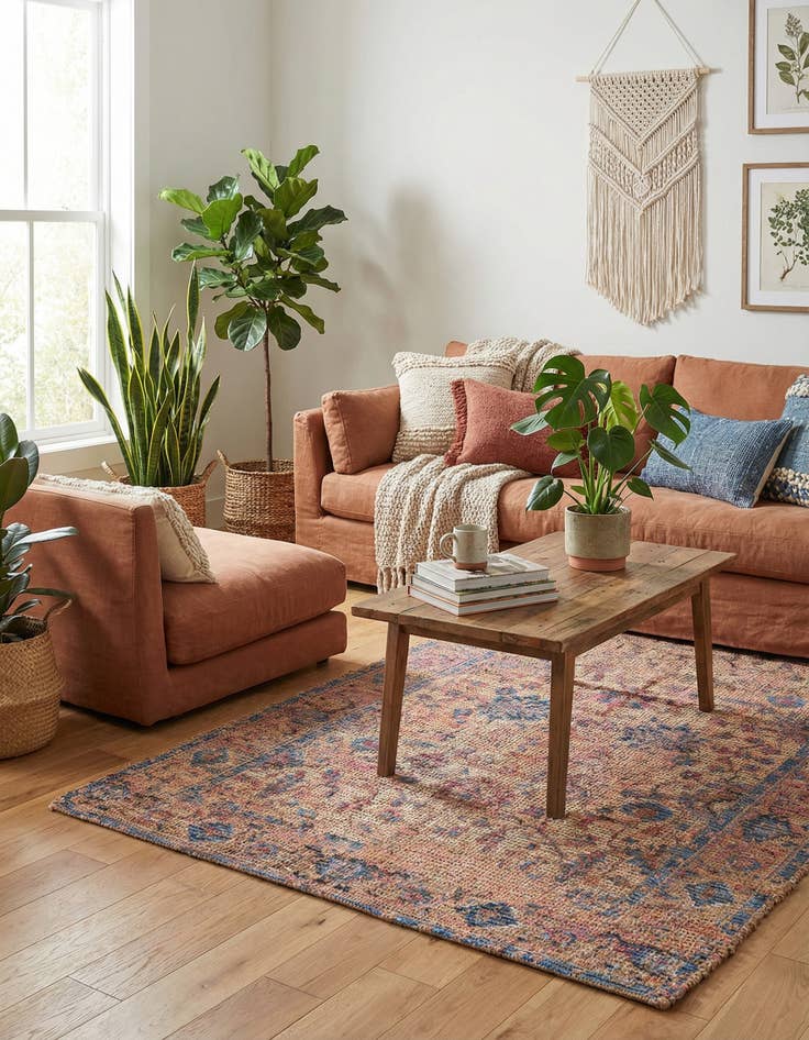 Detail image of 4' 1 x 6' 1  Hand Woven Chenille Jute Rug