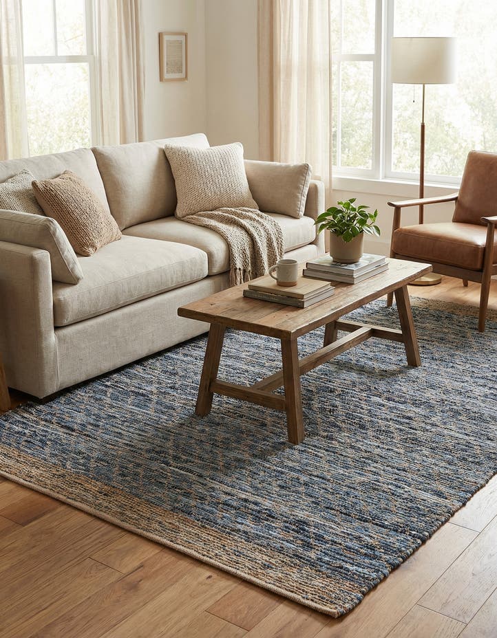 6' 1 x 9' Hand Woven Chindi Trellis Rug